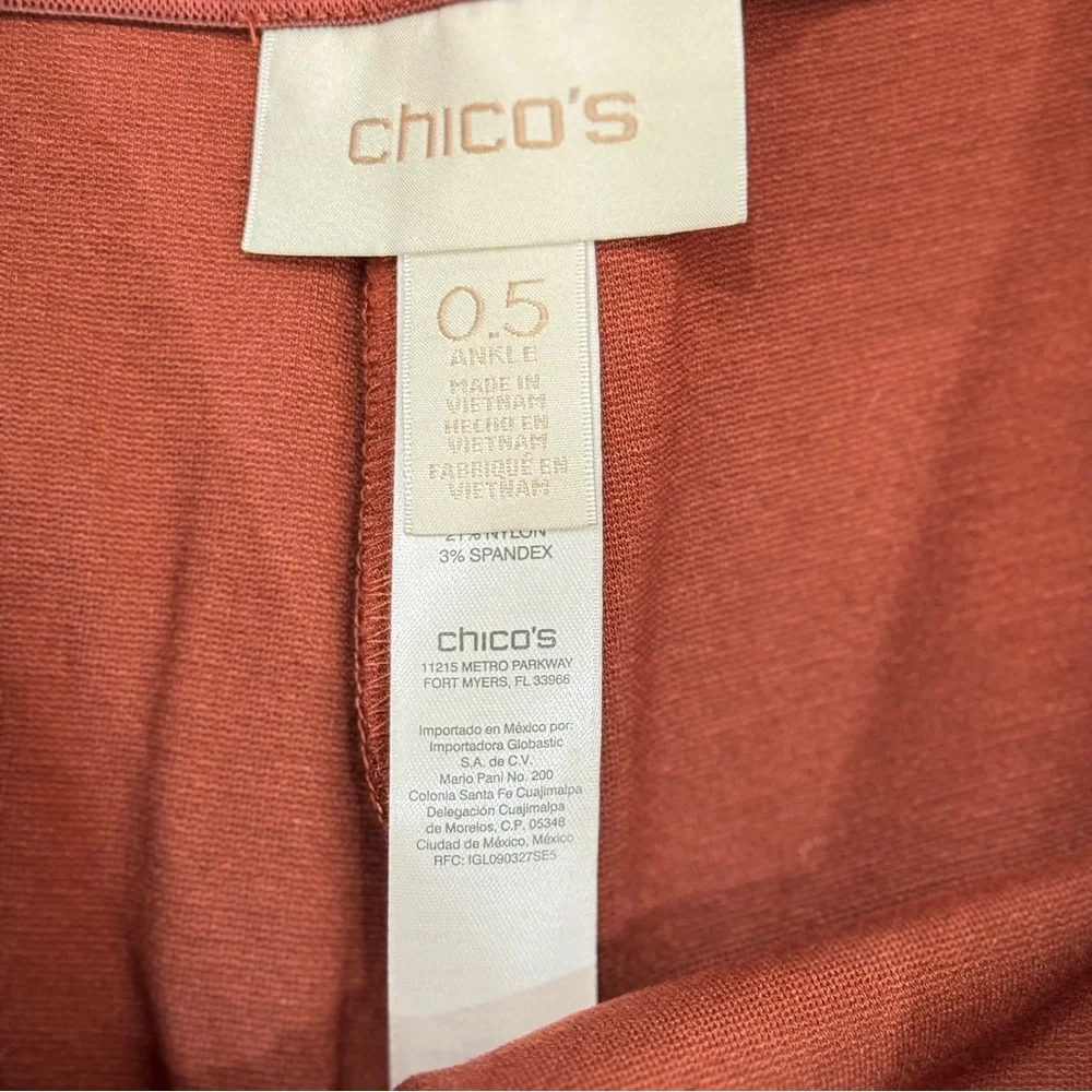 Chico’s Women’s Rust Brown Stretch Skinny Straight Ankle Pant Pockets 0.5 US S/6